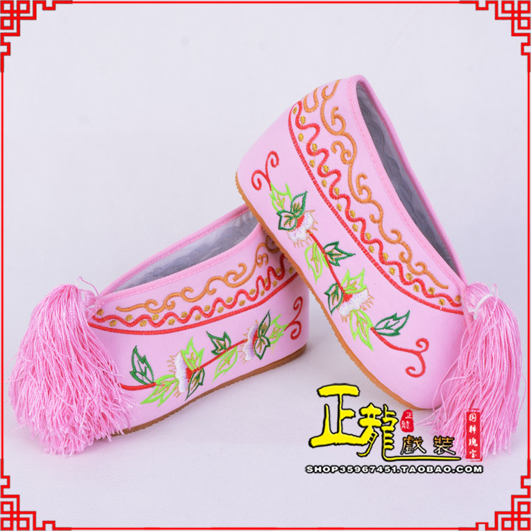 桐庐花旦鞋女绣花彩鞋 舒适款草花内高彩鞋